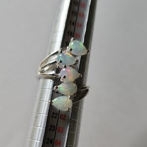 Ethiopian Opal Sterling Silver Multi Stone Bypass Ring Size 8 3/4